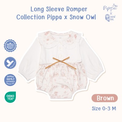 New Collection !! Pippa x Snow Owl  Long Sleeve Romper ชุดแขนยาว-ขาสั้น 0-3 M (MagnetBric) - Brown